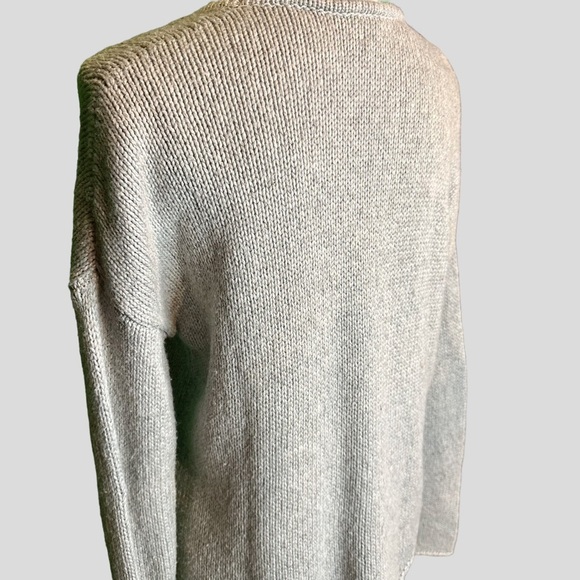NWOT Helmut Lang Petite Gray Asymmetrical Scoopneck Pullover Woven Sweater - Picture 6 of 12